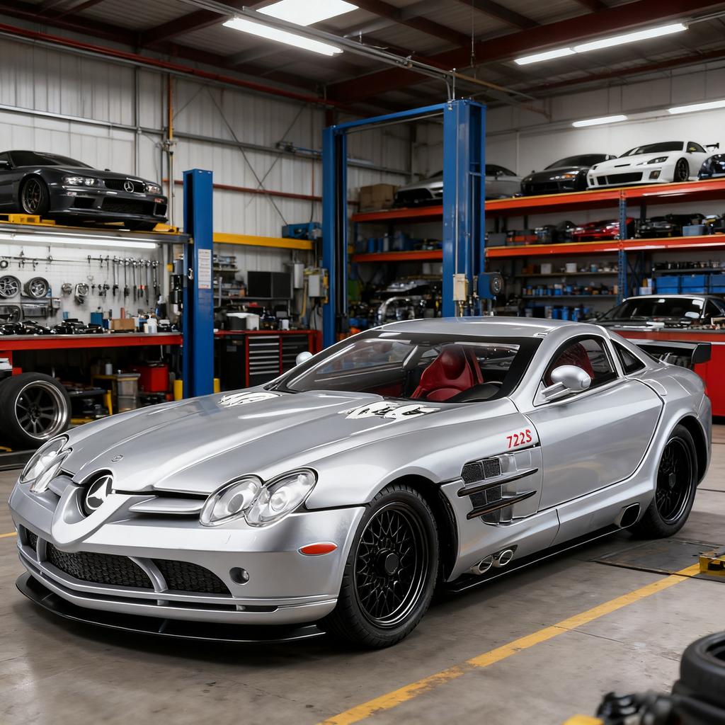 1:24 Mercedes-Benz SLR Supercar Alloy Car Model Sound and Light Pull Back Children's Toy Collectibles Birthday Gift