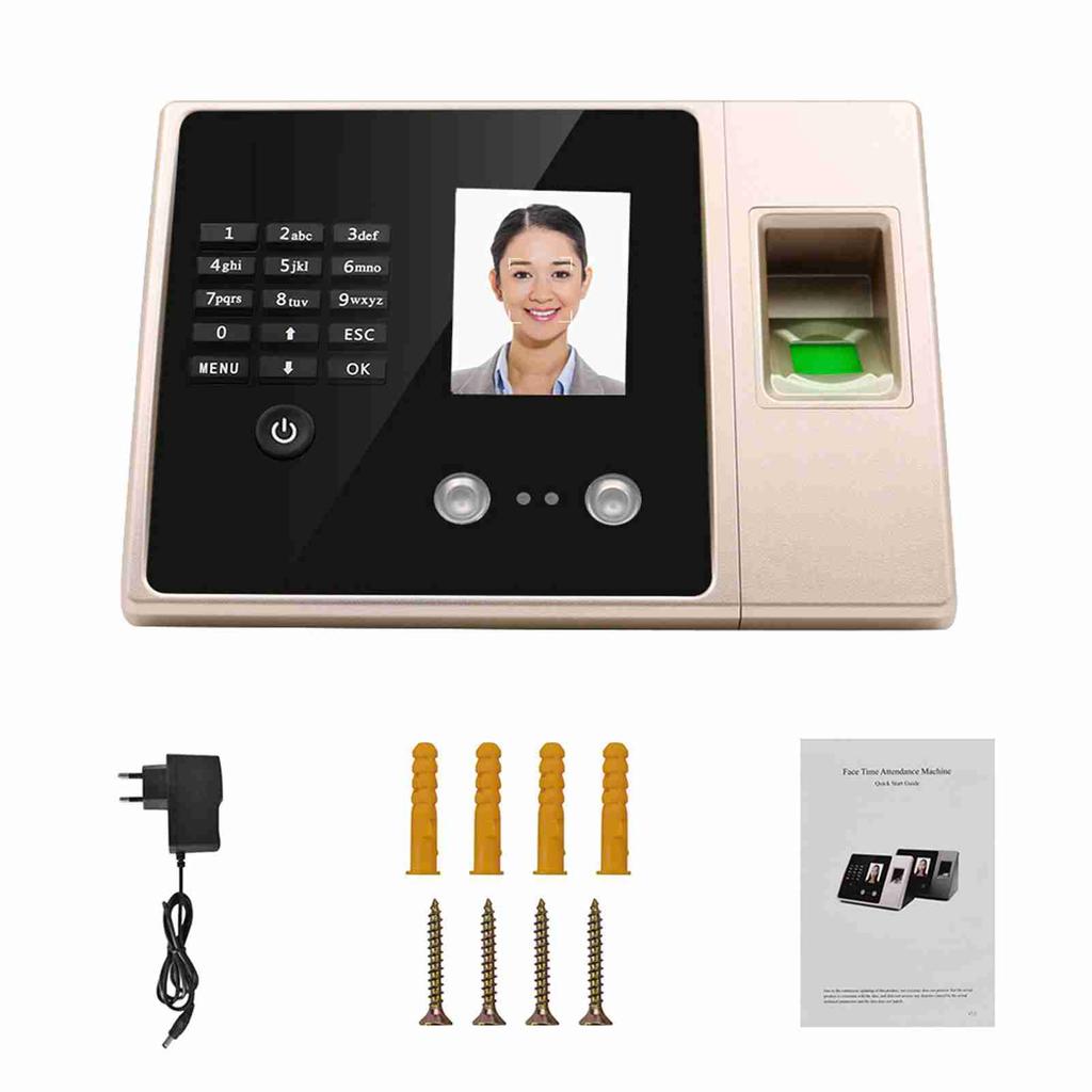 Attendance Machine with HD Display Screen Time Clock Support Face Fingerprint Password Employee Checking-in Recorder