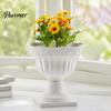 Vintage Gartenblumentopf Weiße Urnen-Pflanzgefäß-Topf, Hoher Römischer Säulen-Blumentopf, Kunststoff Dekorativer Pflanzenbehälter für Innen Außen Veranda Balkon