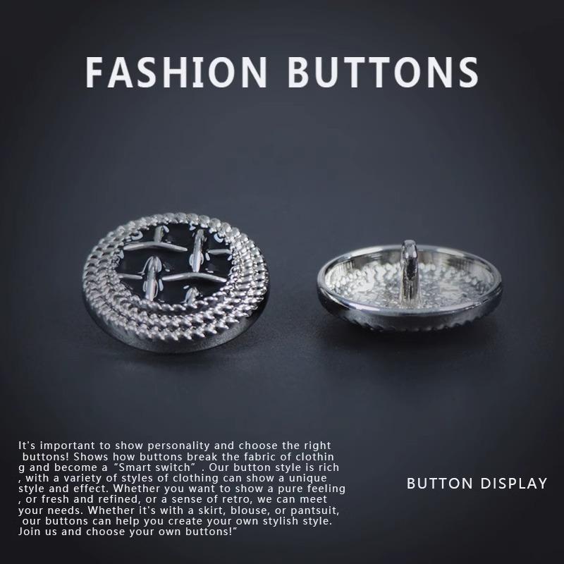 10Pcs Round Shirt Buttons High-End Exquisite Cashmere Coat Sweater Cardigan Clothes Silver Buttons