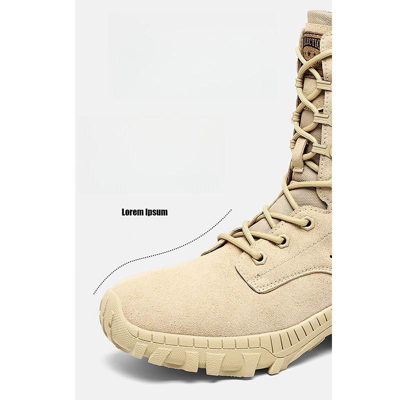 Luxury Men's High-top Boots Waterproof Anti-skid Wear-resistant Shoes Fashion Side Zipper Shoe Outdoor Climb Work Plus Velvet To Keep Warm Hiking Boot