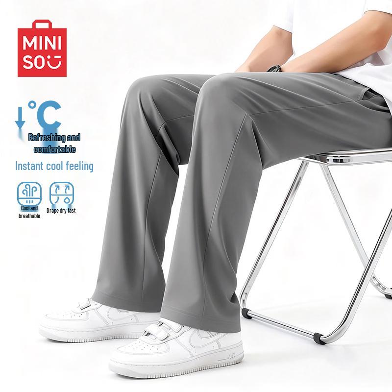 MINISO Men s American Casual Ice Silk Straight-Leg Cropped Pants M