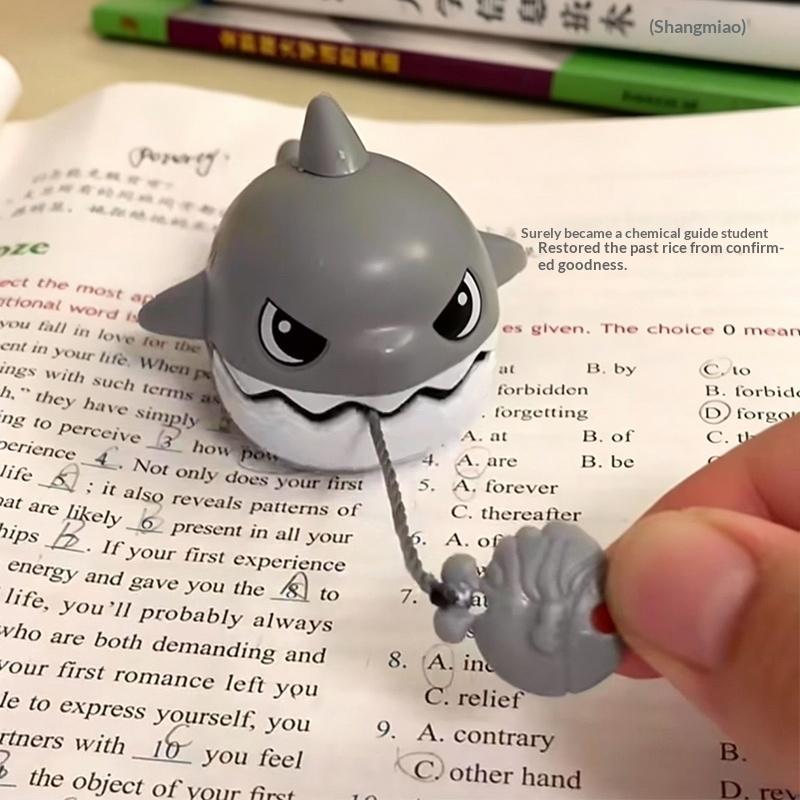 Pull String Shark Bite Keychain Cute Interactive Toy Lightweight Backpack Pendant for Student Daily Carry