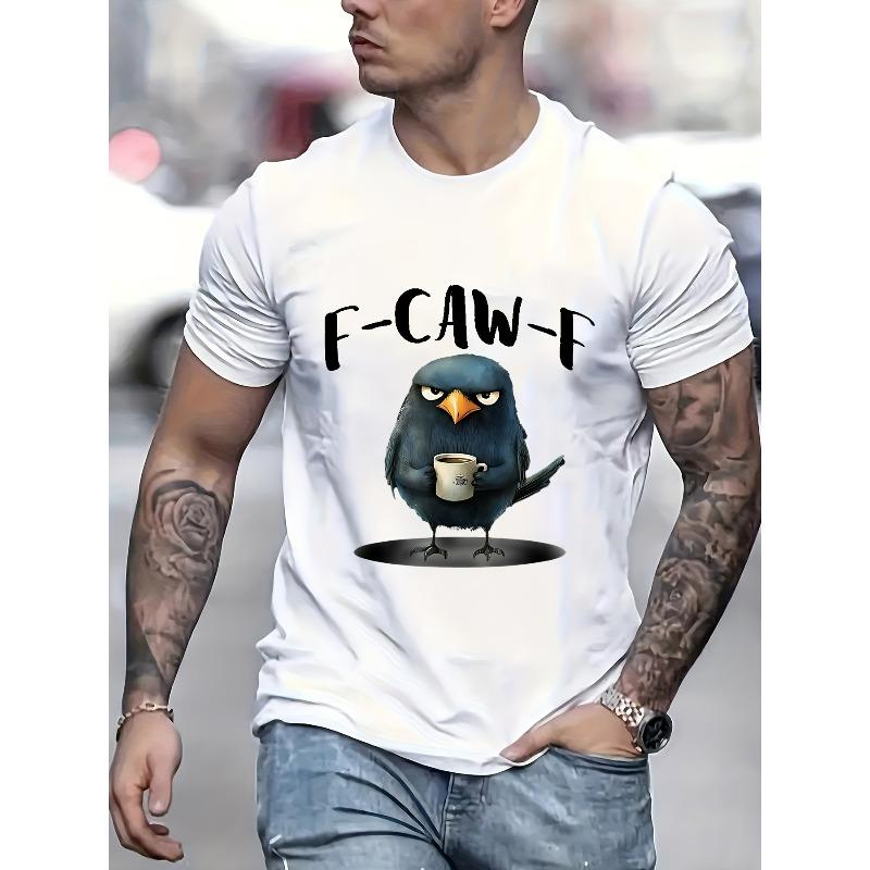 

Европейские размеры Смешная Ворона Кофе F-Kaw-F Футболка со слоганом - Винтажная Свободная Футболка с Коротким Рукавом с Каламбуром Caw-F И Дизайном Вороны S белый