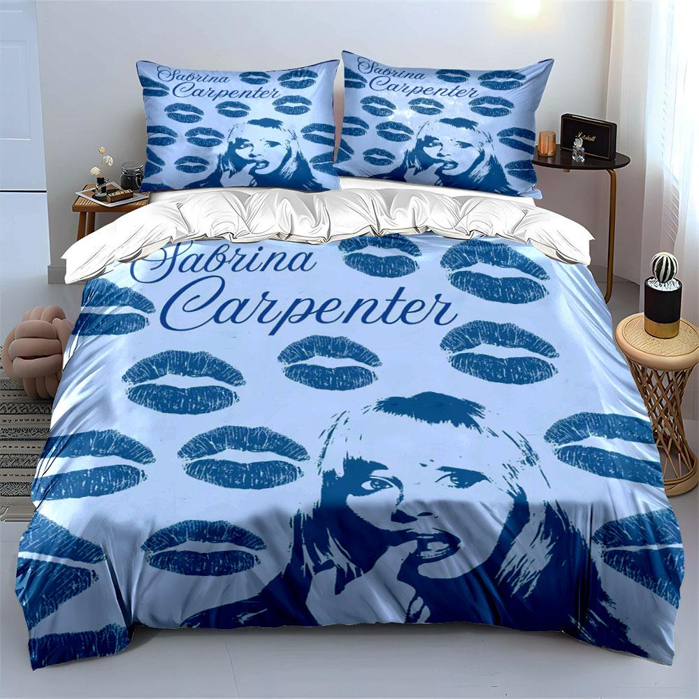 Blue Lips and Portrait Bedding Bedding Duvet Cover Set Duvet Cover Pillowcases (1*Duvet Cover 2*Pillowcases, without duvet insert)