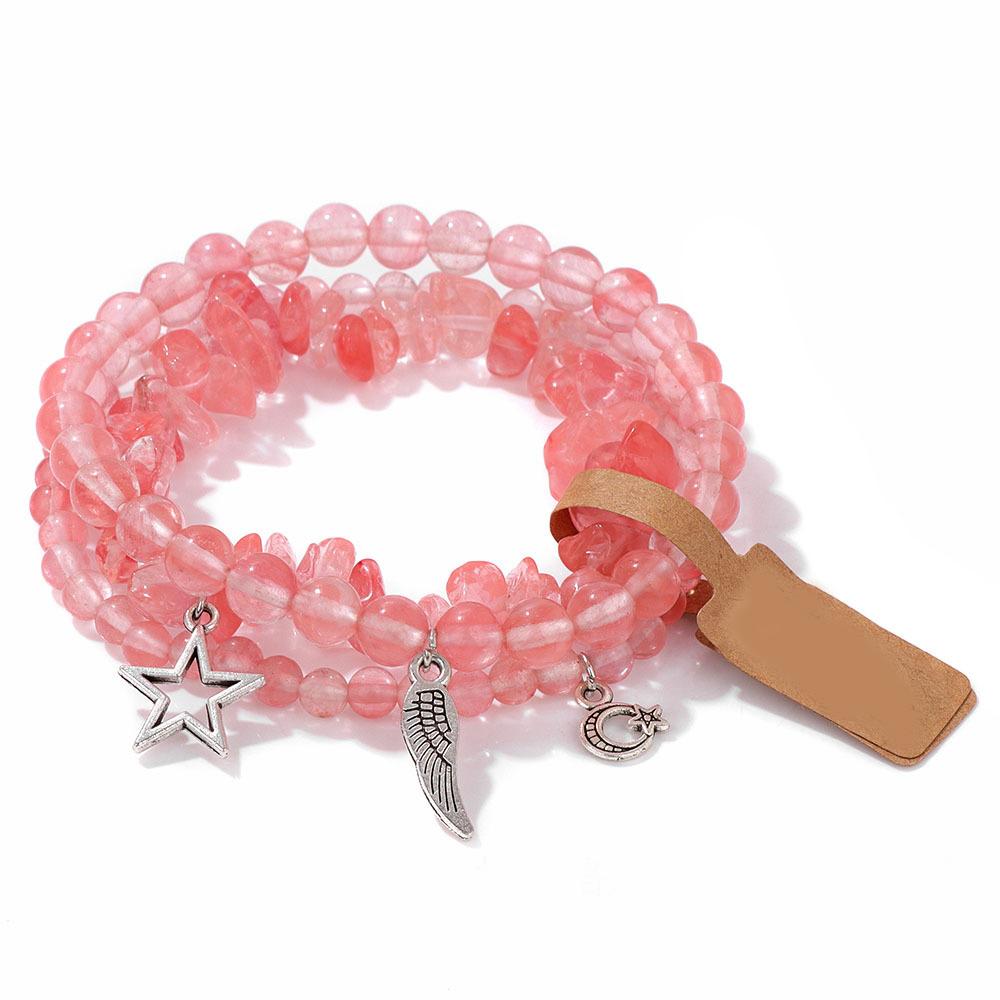3x Fashionable Star And Moon Pendant Bracelets Set Beaded Wrist Band For Ladies Made Of High Quality Crystal Alloy