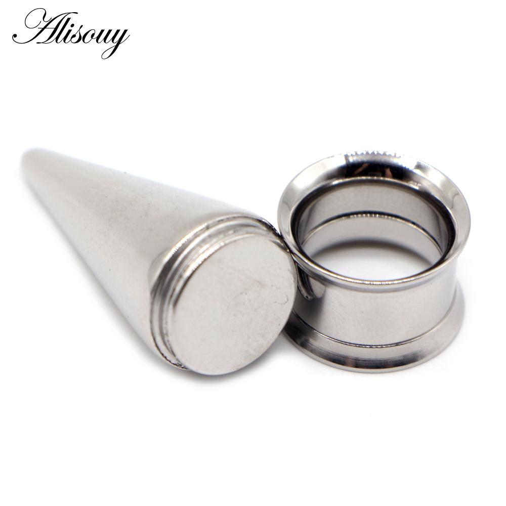 Alisouy 2PCS Stainless Steel Ear Plug Taper Tunnel Gauges Set, 2 In 1 Ear Expander Stretching Screw Kit Piercing Body Jewelry
