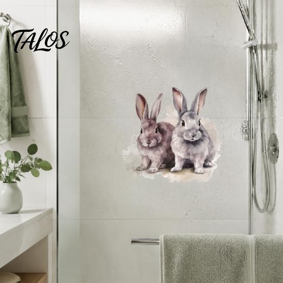 Modern Simple Style Wall Decals Cartoon Rabbit Sticker for Kids Room, Waterproof PVC Bunny Decal, Watercolor Nursery Decor Peel And Stick Art Bedroom