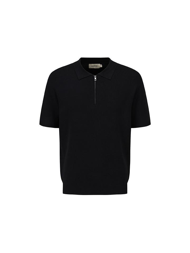 ZIOZIA Men'S) Miracle Short Sleeve Half-Zip Collared Knit_Black