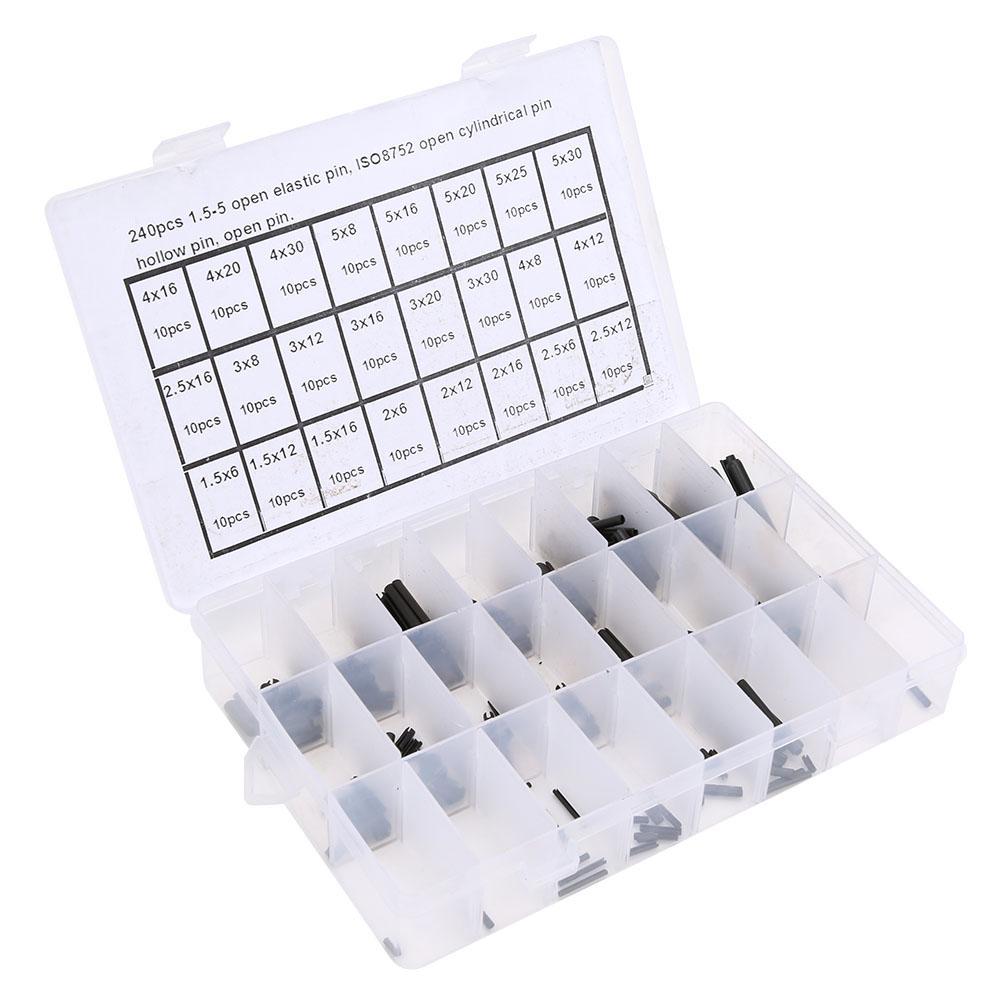 240Pcs Elastic Cylindrical Pin Carbon Steel Hollow Positioning Auxiliary Parts 1.55