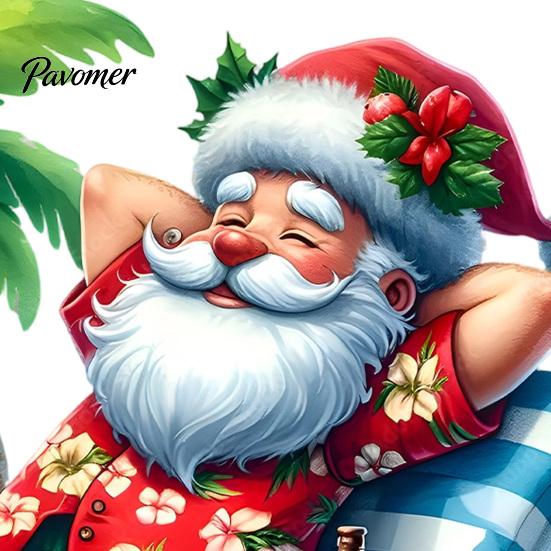 Outdoor Balcony Glass Stickers Tropical Beach Santa Claus Static Window Sticker, Waterproof PVC Decal, Seaside Sunproof Holiday Clings for Door