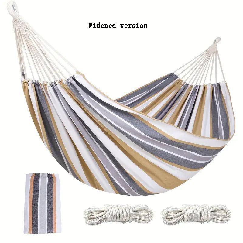 Outdoor Camping Indoor Swing Thickened Colored Strips Adult Double Anti-rollover Canvas Hammock No Wooden Sticks
