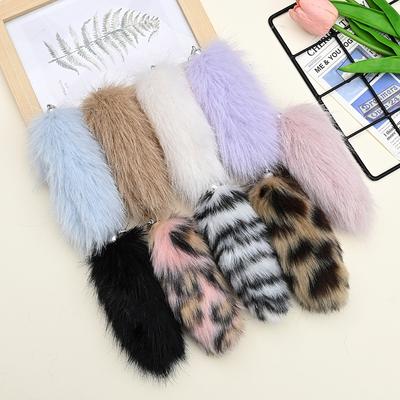 Women Artificial Fur Handmade Pendant Decorative Simulated Fox Tail Bag Decor Furry Key Rings Holders Gift Accessories