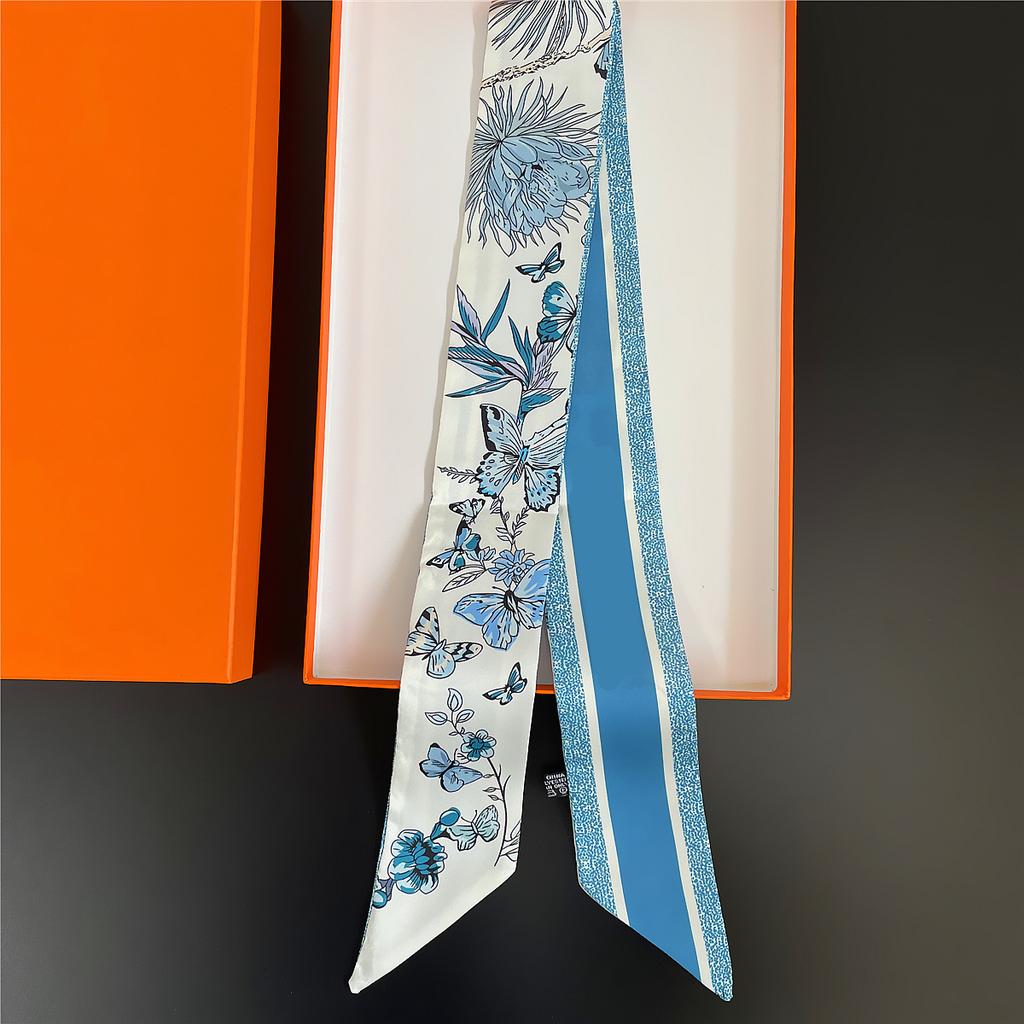 2024 New Design Small Floral Tarot Scarf Women Skinny Bag Silk Scarves Luxury Brand Scarf Foulard Hair Neckerchief Headband