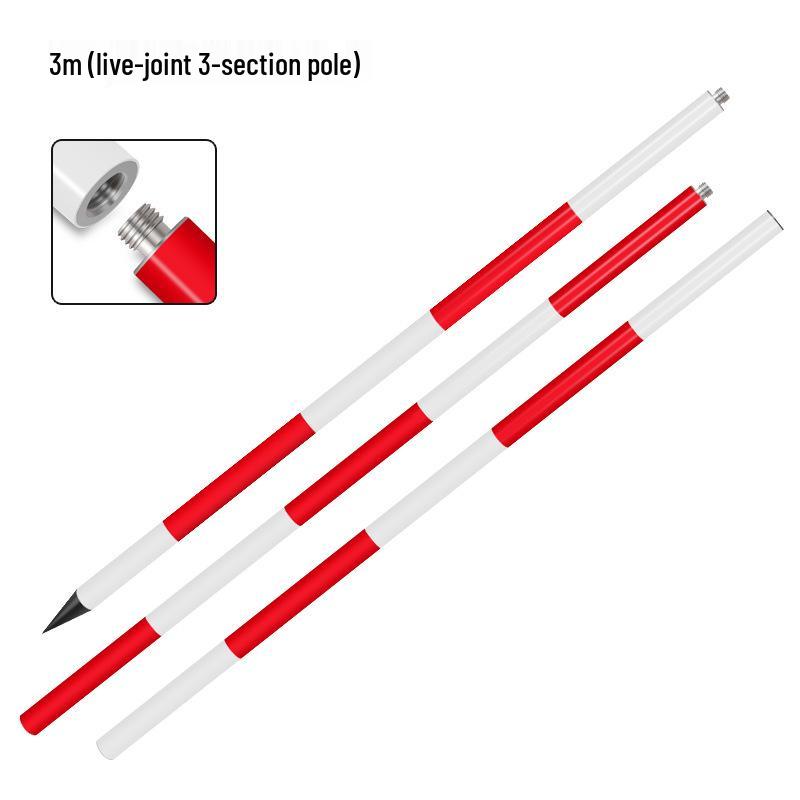 Benchmark Aluminum Alloy Measurement Pole: Thickened, Red and White Scale, Available In 2m, 3m, and 5m Lengths for Engineering Surveying.