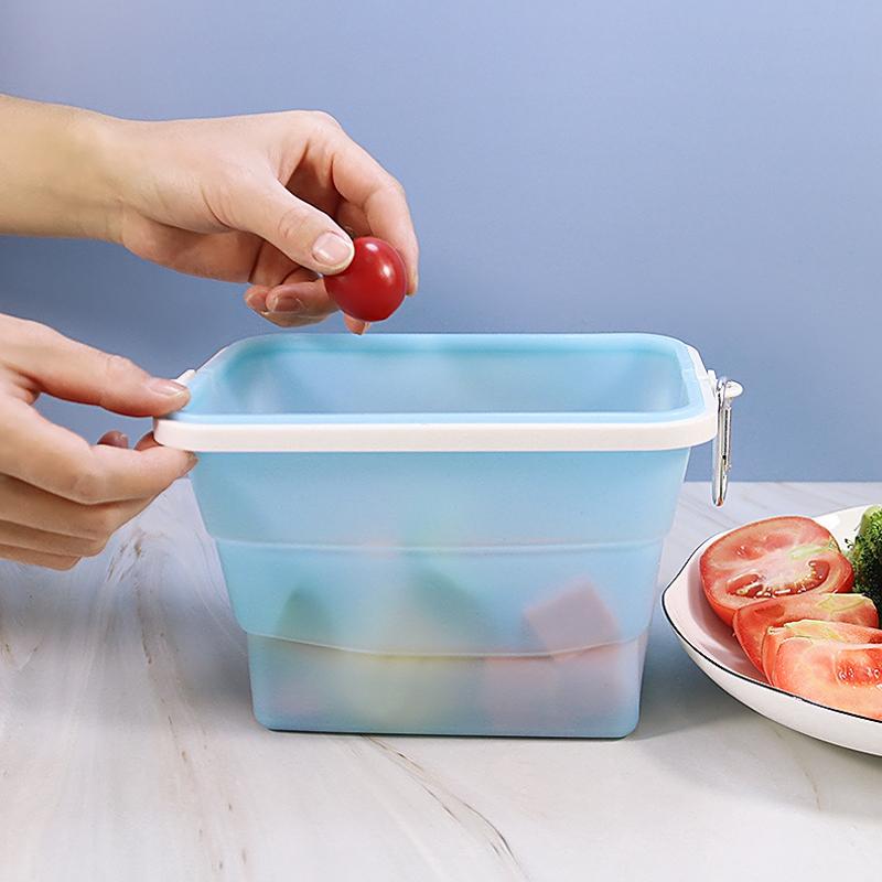 Silicone Reusable Fresh-Keeping Bag Foldable Food Meal Prep Storage Container Makeup Gym Bag for Travel Heat Resistant Lunch Box