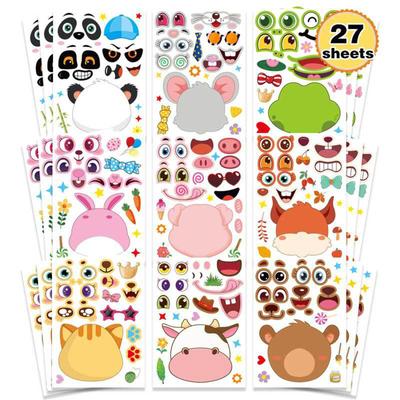 Stickers For Kids - 27 Sheets Stickers - Easter Make A Face Sticker Party Favors Goodie Bags Crafts Activities Gifts Games For Kids Toddler Birthday