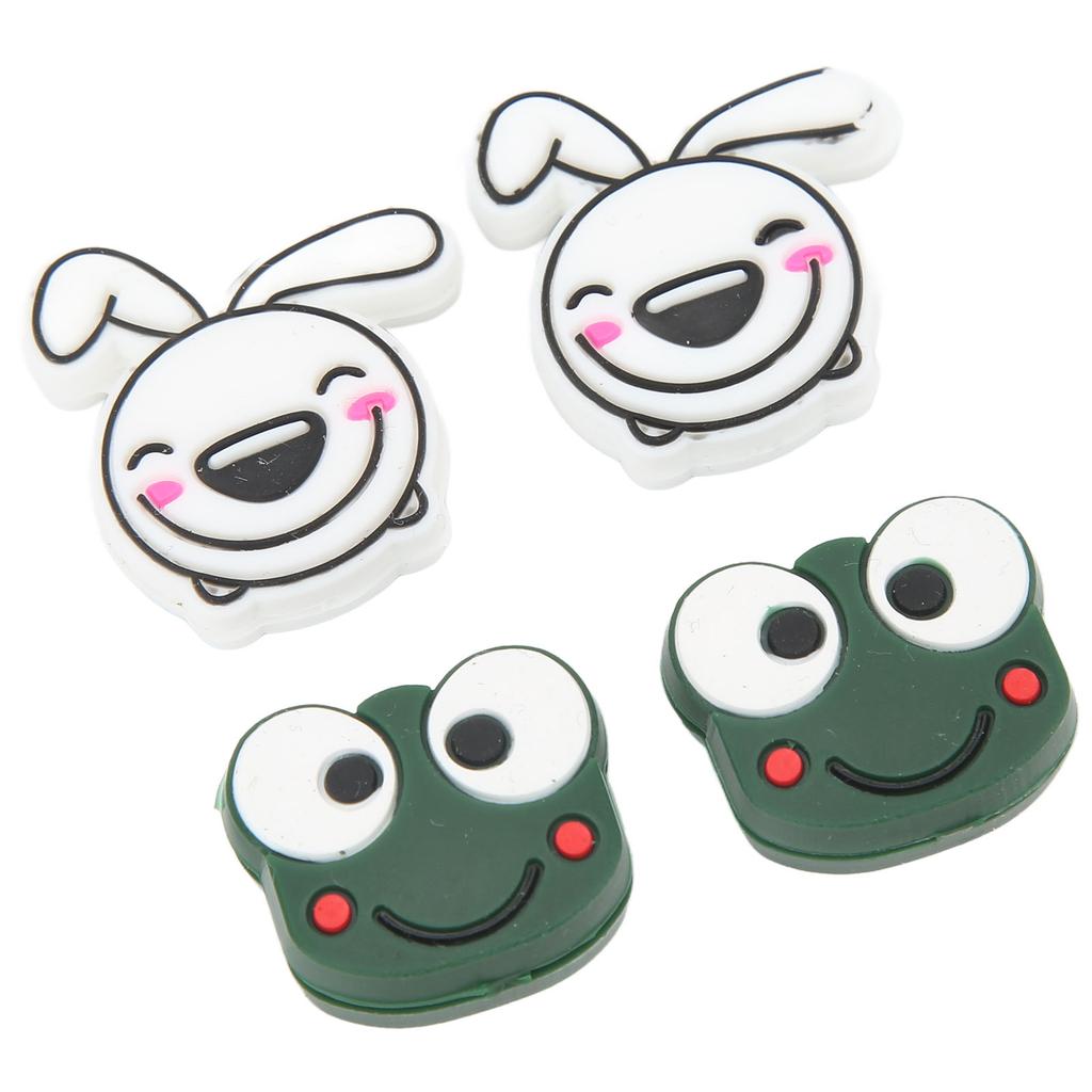 4 PCS Tennis Racket Vibration Dampener Cartoon Animal Shape Tennis Shock Absorber Frog 2.2cm 0.9in Rabbit 2.8cm 1.1in