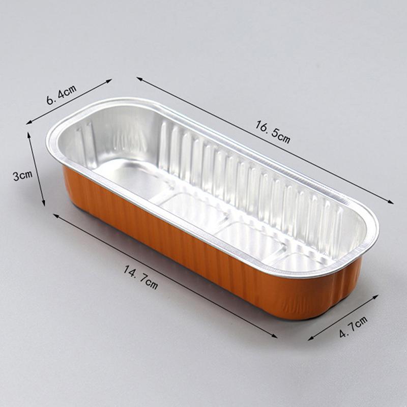 10Pcs 200ml Aluminum Foil Baking Cake Box Rectangular Tin Cupcake Baking Pan Pudding Box Cheese Dessert Cup With Lid