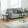 Nesting Coffee Tables/Side Tables, Set of 2, Steel, Marble-Effect MDF Tops, Round and Oval, Black