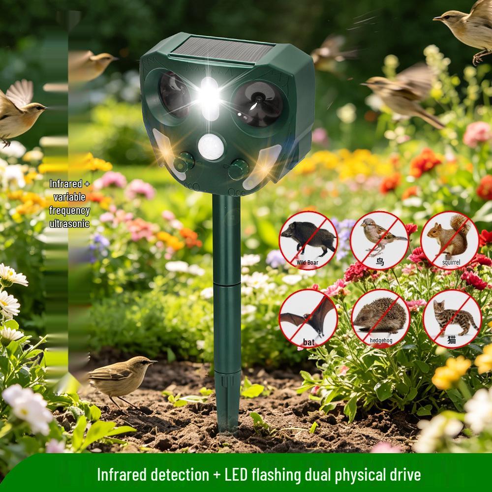 Solar Ultrasonic Animal Repeller: Infrared Cat & Dog Deterrent