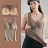 Winter Women's Velvet Thermal Vest Sleeveless Thermal Underwear with Bra Pads Sleeveless Bottoming Shirt Fleece Undershirt with Bra Pads