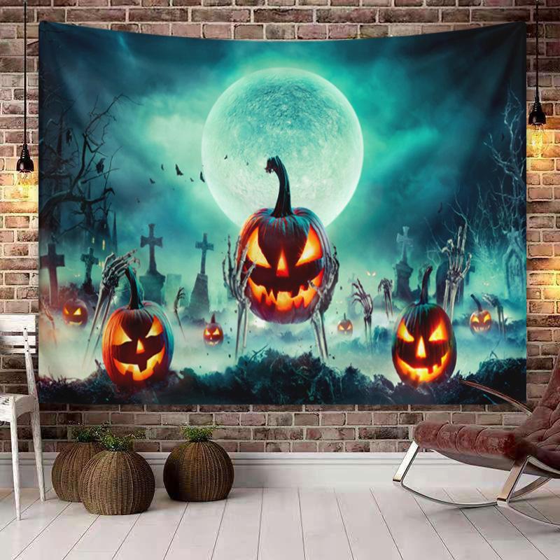 Halloween Horror Moon digitalprinted polyester tapestries living rooms bedrooms macrame wall hanging room decor aesthetic