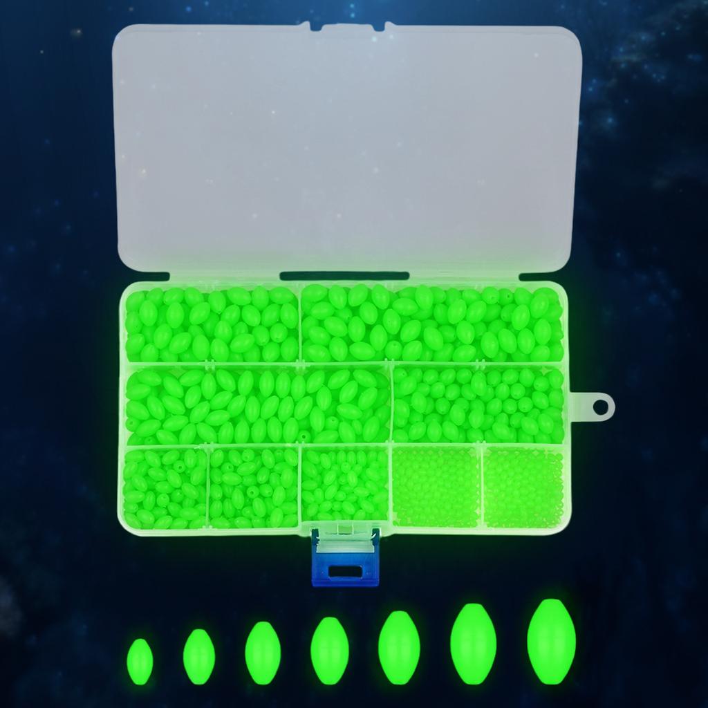 900pcs Luminous Fishing Beads Oval Plastic Glow Fishing Beads Fishing Line Beads Fishing Tackle Accessories