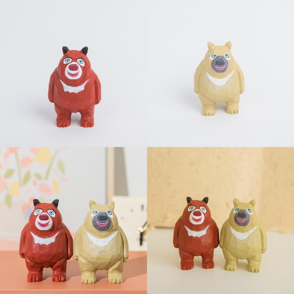 Wooden Craft Bear Big And Bear Second Decorative Figurines Home Office Car Decor Gift For Friends