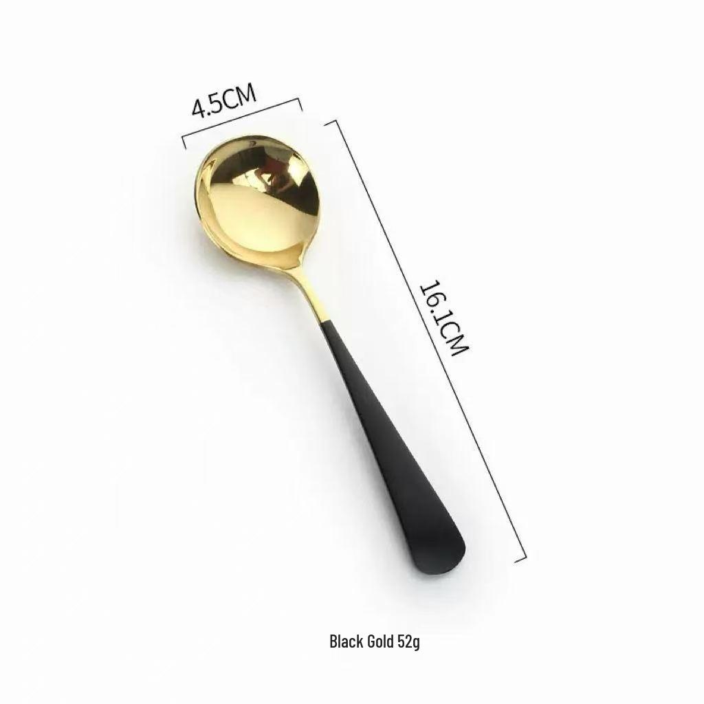 304 Stainless Steel Round Spoon - Coffee, Dessert, Children's Soup, Teaspoon, Household Tableware, Internet Celebrity Round Head Spoon.