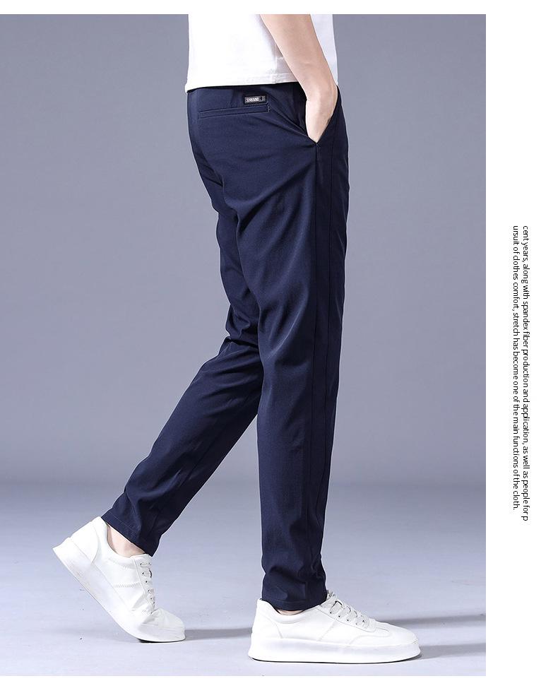 Ice Silk Cool Men's Elastic High Waist Slim Fit Sports Pants - Summer Casual Style 1062