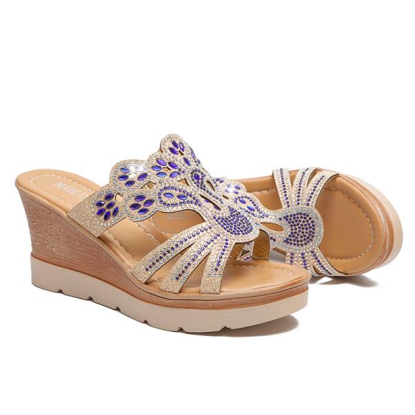 Fashion Shoes Ladies' Slippers Platform Luxury Slides Jelly Flip Flops On A Wedge Women Heels Pantofle Low Designer Glitter High 2025 Ro