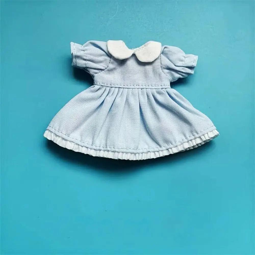 Fashion Doll Clothes Lattice Skirt Dresses For 1/11 OB11 Dolls Outfits Puff Sleeve Dresses For 1/12 BJD Dolls Tops Doll Clothes