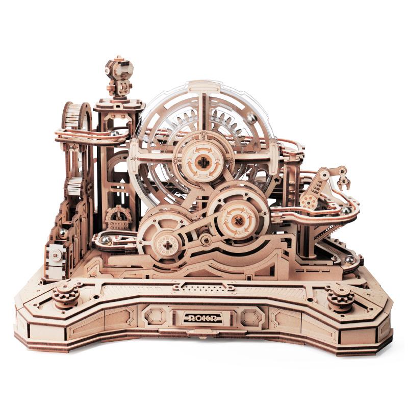 Robotime Rokr Wooden Puzzles 3D Gear Ball Challenge Machine Mechanical Model DIY Pinball Game Model kits for Adult Teens EGC01