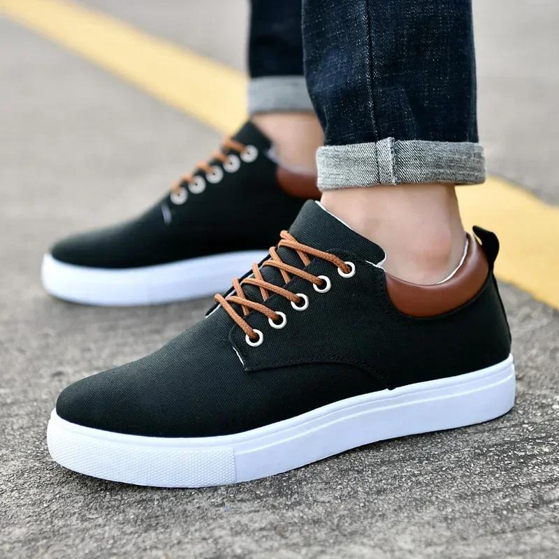 Men Shoes Canvas Sneakers Flats Lace Up Leisure Loafers Fashion Comfort Rubber Sole Non Slip Sneakers 45 45 47 48 Large Size