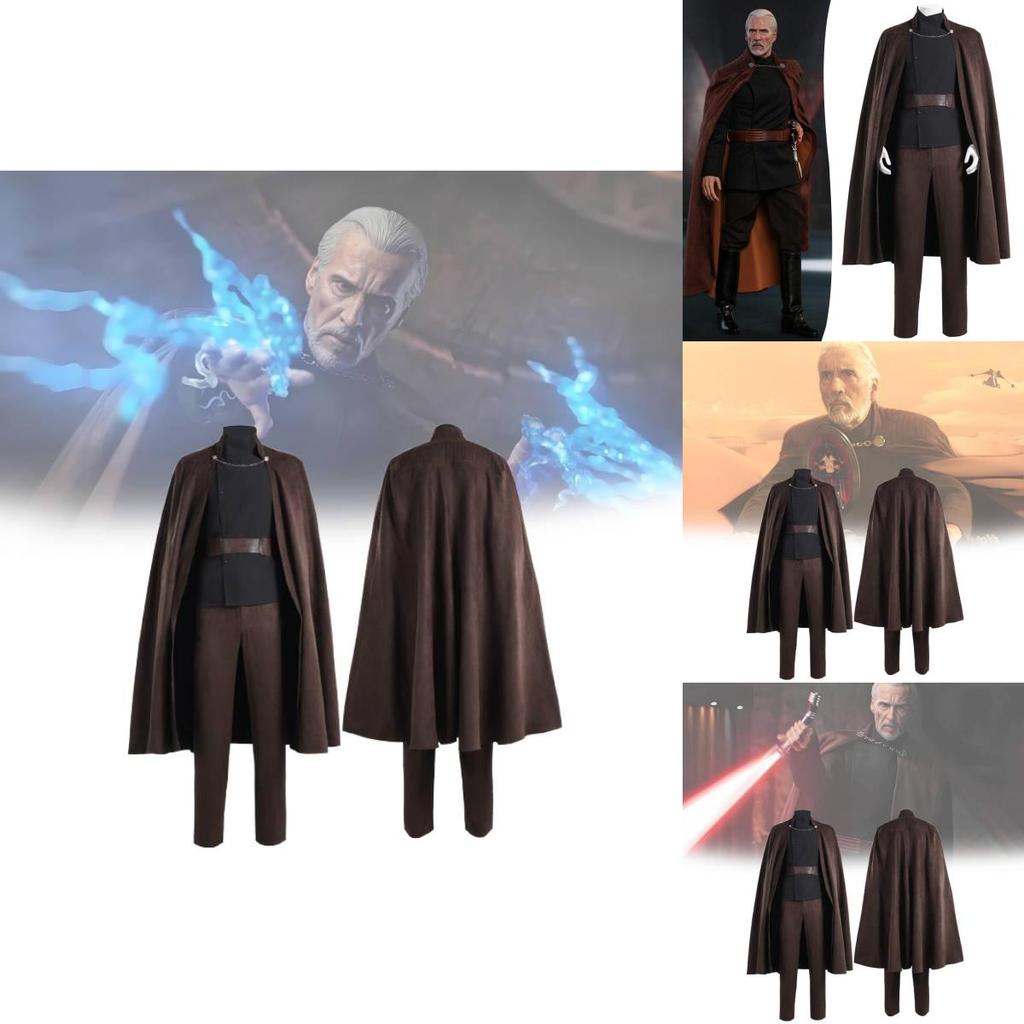 Premium Schwarzes Count Dooku Cosplay Kostüm Für Star Wars Filmcharakter Rollenspiel