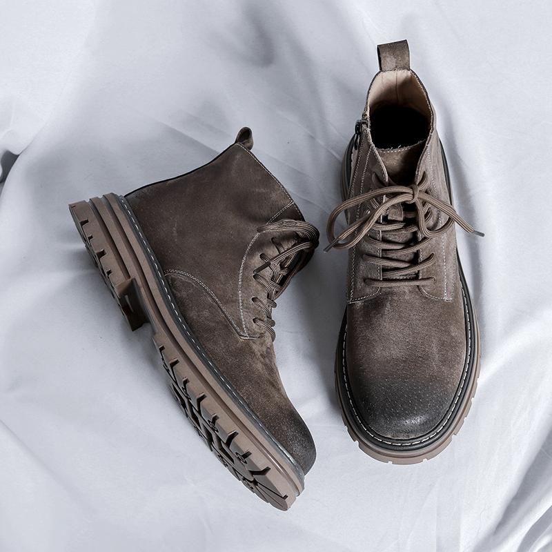 Fashion Men New Fashion Chelsea Boots Black Tide Genuine Leather Shoes Party Nightclub Dress High Top Cowboy Boot Platform Ankle Botas