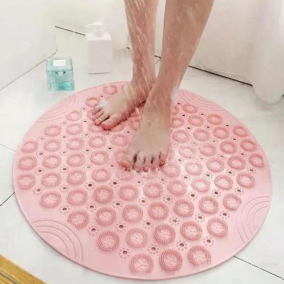 WTEMPO Runde rutschfeste Duschmatte für Badezimmer, Badematte, Heim-WC, Saugnapfmatte, Anti-Fall-Massage-Fußpolster