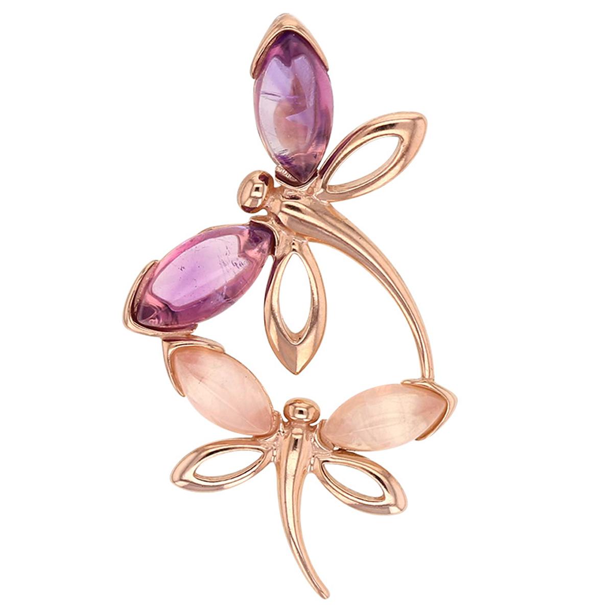 

Les Trésors De Lily [R5449] - Серебряный кулон ручной работы «Меган» розовый фиолетовый розовый (Стрекоза) - 40x20мм