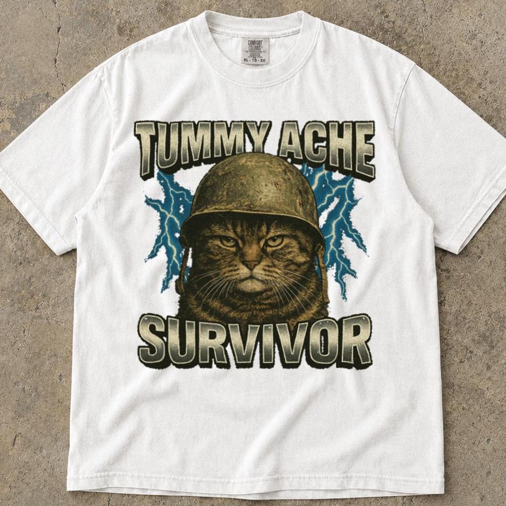 Tummy Ache Survivor Shirt, Tummy Hurts Tshirt, Tummy Ache Survivor T Shirt, Tummy Ache Survivor Raccoon Shirt, Tummy Troubles Survivor Shirt