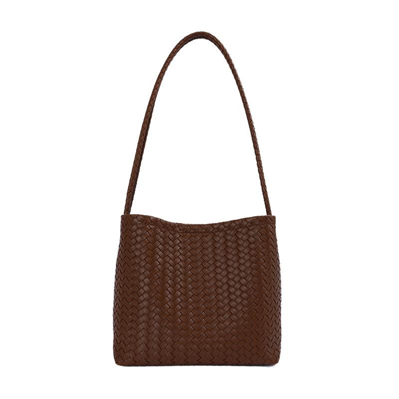 Summer new fashionable retro woven handbag niche high value large capacity shoulder crossbody bucket bag