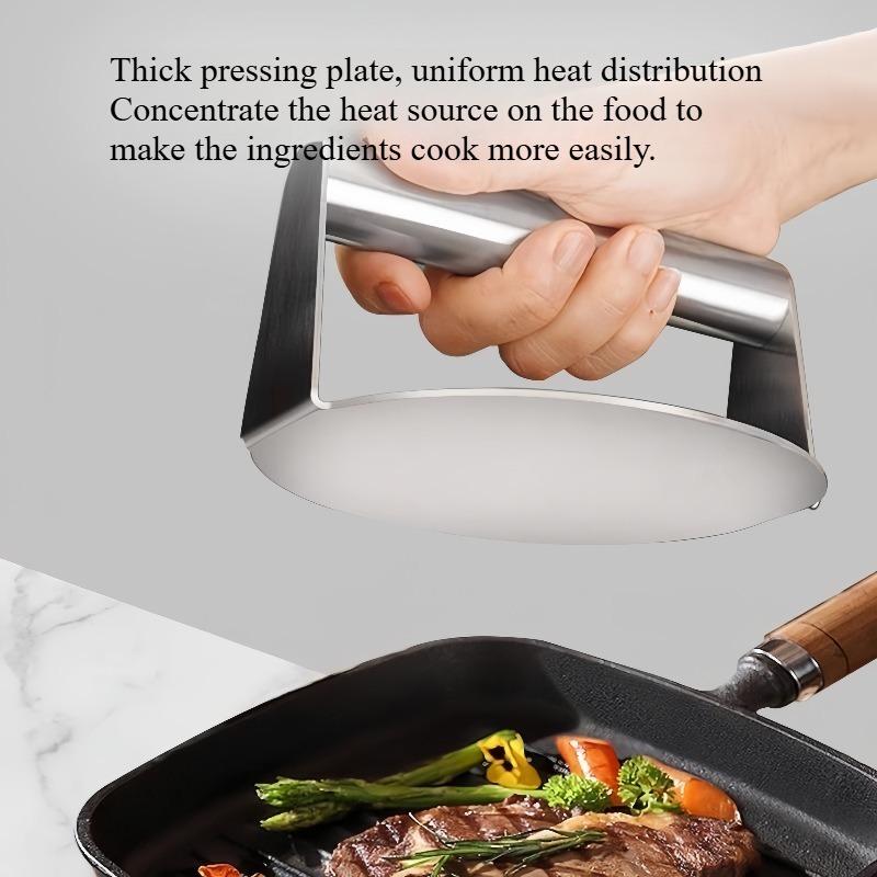 1PC Hand-pressed 304 Stainless Steel Cake Press Household Steak Pork Chop Meat Press Iron Plate Squid Tool Artifact
