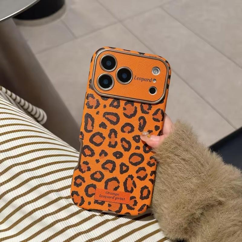 Stylový oranžový leopardí potisk Pouzdro na telefon Kompatibilní s iPhone 17 17 Pro 17 Pro Max 16 15 14 a Pro Max Měkká pouzdra