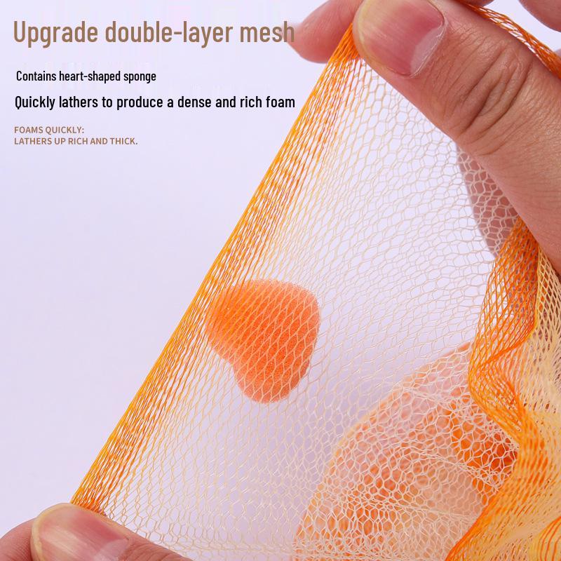 Heart-Shaped Super Soft Sponge Bath Ball - Durable, Quick Lather, Perfect for Bath & Back Scrubbing