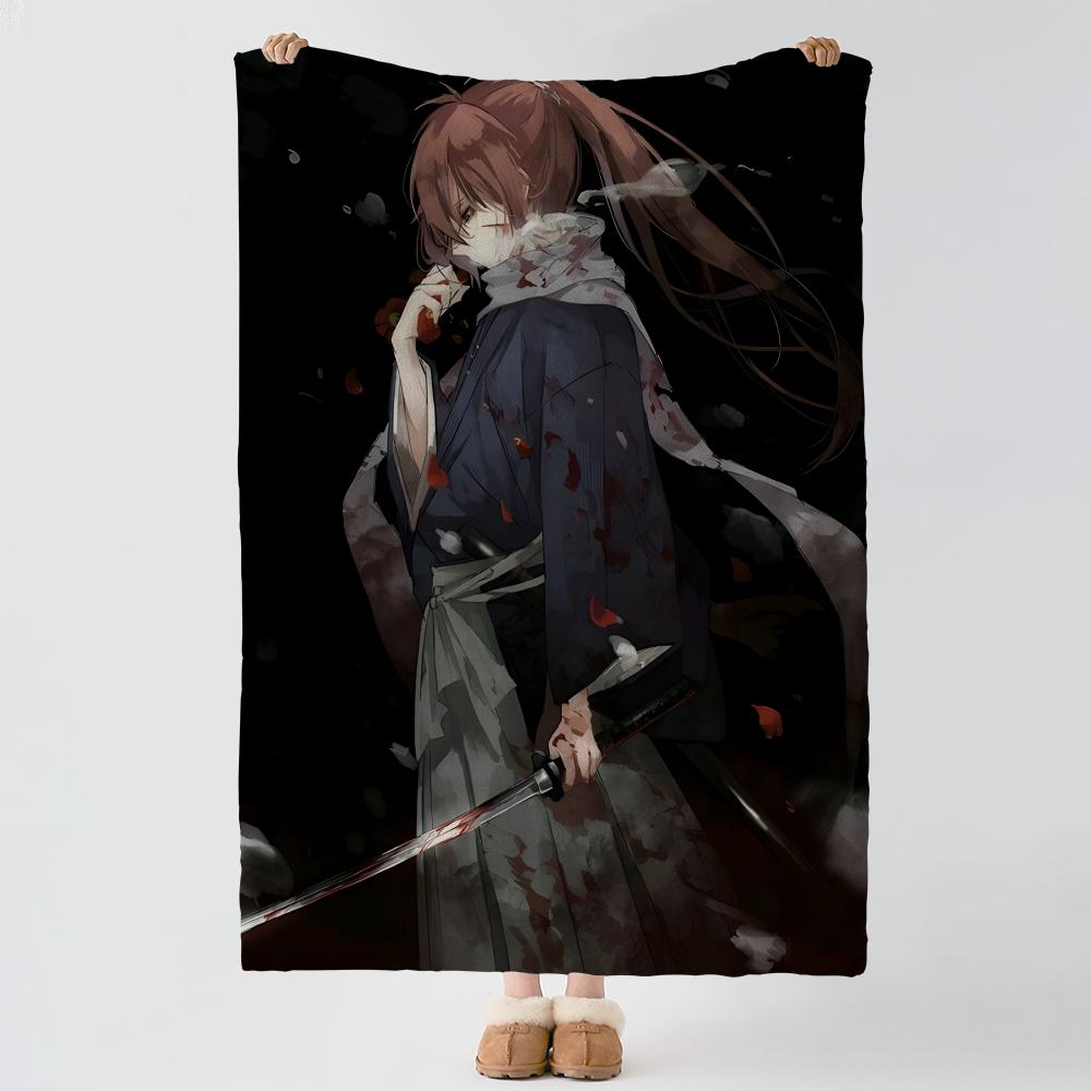 Anime RRurouni KKenshin Throw Soft Warm Flannel Blanket Multiuse Throw for Bed Sofa Office Air Conditioning Nap Blanket