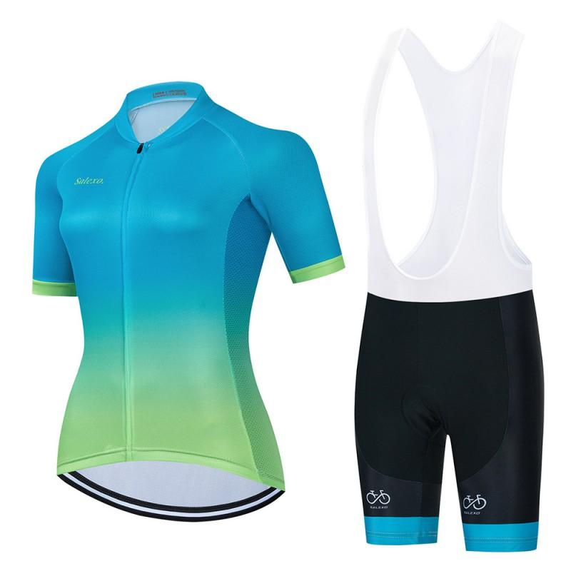 Womens Breathable Cycling Jersey Set Short Sleeve Mountain Road Bike Apparel Slim Fit