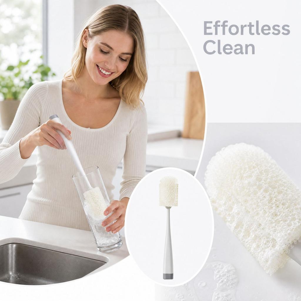 Sponge Cleaning Brush with Detachable Design, Cup Scrub Brush for Kitchen Cups and Drinkware
