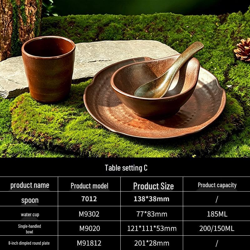 Melamine Plate for Gourmet Hot Pot, Barbecue & Shrimp: Mountain & Field Design