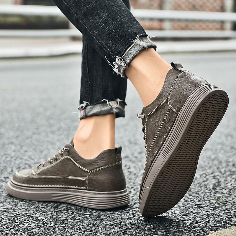 5cm Height Increase Leather Shoes Men Lace Up Invisible Elevator Sneakers Comfortable Casual Walking Shoes Breathable Anti Slip