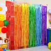 6Pcs Rainbow Photo Backdrop Hanging Streamers  For Festival Event And Celebration Foils Fringes Tinsel Curtains